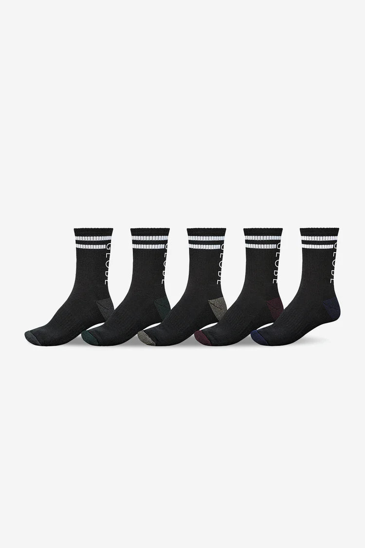 Globe Carter Crew Sock (7-11) 5 Pack - Black