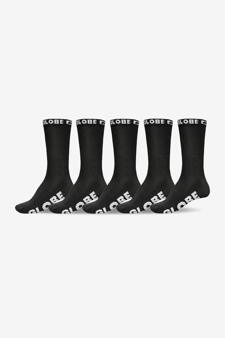 Globe Blackout Sock (7-11) 5 Pack - Black/Black