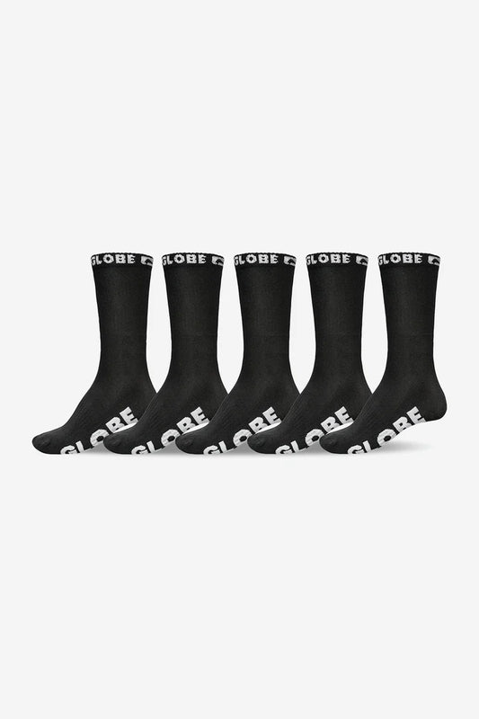 Globe Blackout Sock (7-11) 5 Pack - Black/Black