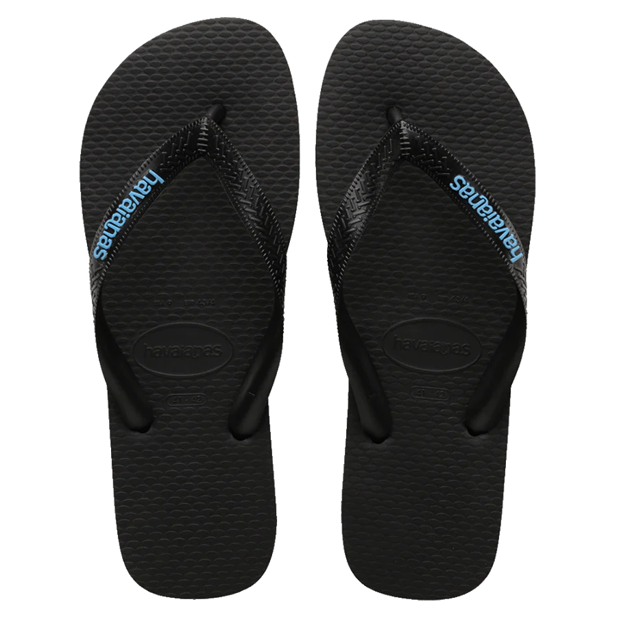 Havaianas Rubber Logo Thongs - Black/Blue