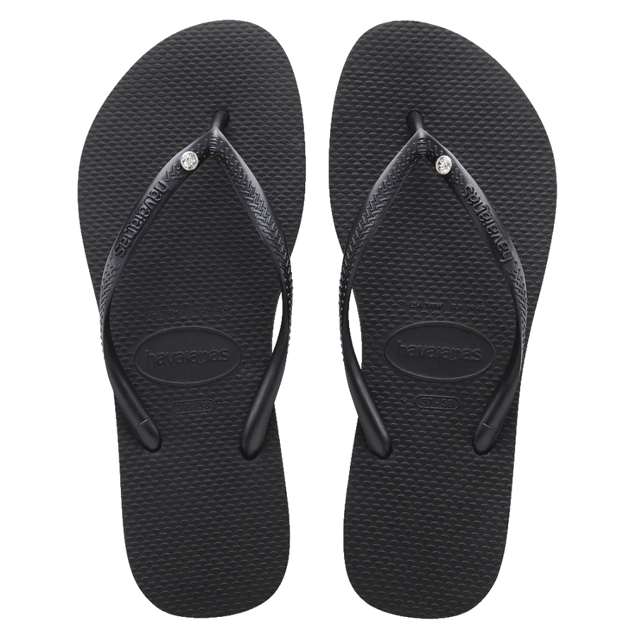 Havaianas Slim Crystal SW ll Thongs - Black
