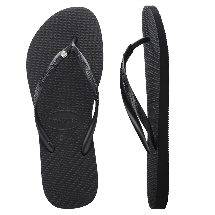 Havaianas Slim Crystal SW ll Thongs - Black