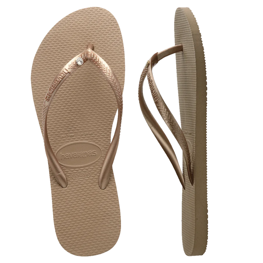 Havaianas Slim Crystal SW ll Thongs - Rose Gold