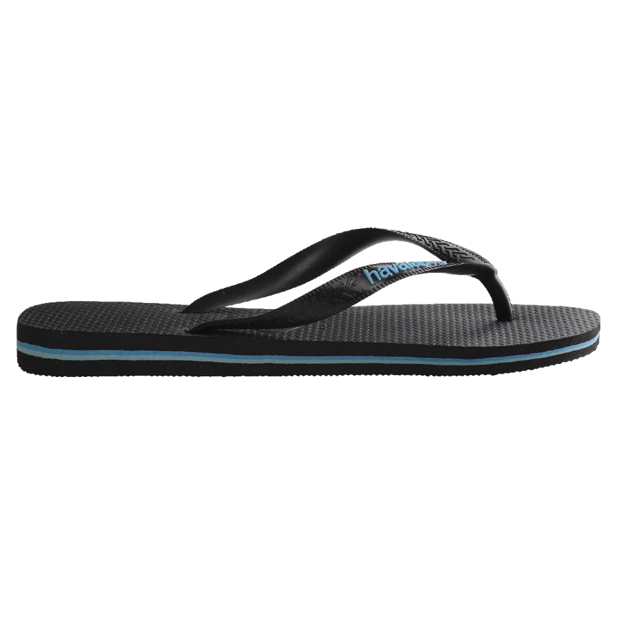 Havaianas Rubber Logo Thongs - Black/Blue