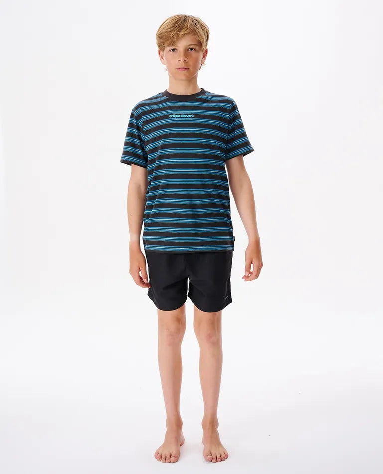 Rip Curl Cosmic Tides Stripe Tee Boys - Washed Black