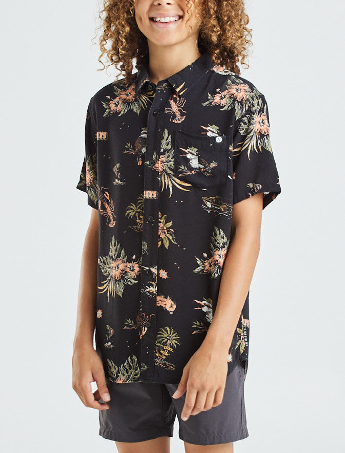 Mad Hueys Vacay Youth Ss Shirt - Vintage Black