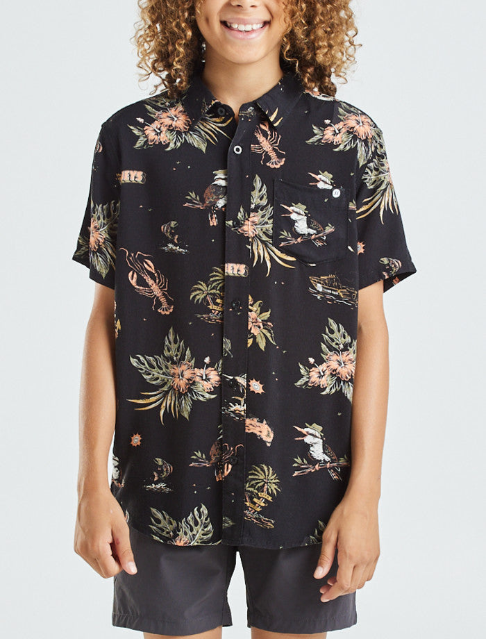 Mad Hueys Vacay Youth Ss Shirt - Vintage Black