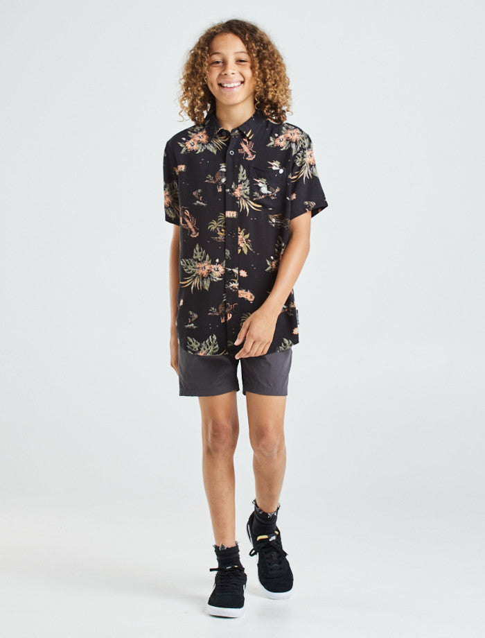 Mad Hueys Vacay Youth Ss Shirt - Vintage Black